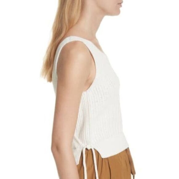 Vince Ivory Crossover V-Back Scoop Neck Sweater Tank - Picture 2 of 6